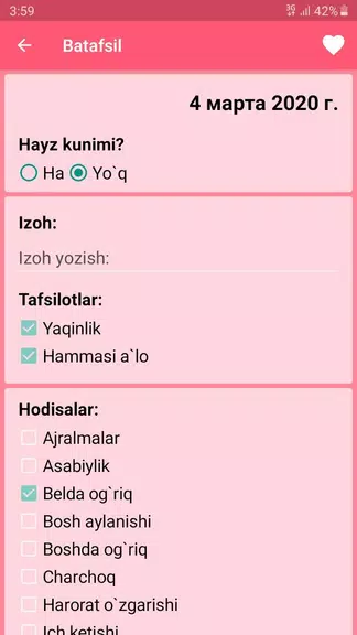 Ayollar kalendari va kundaligi Captura de pantalla 3
