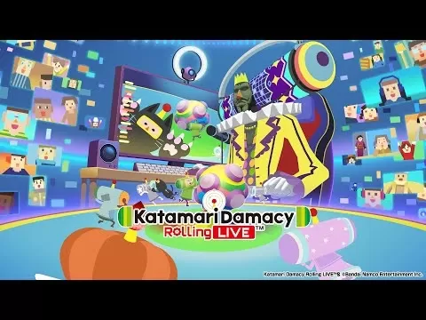 Katamari Damacy gameplay showing colorful rolling ball collecting objects