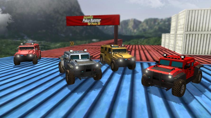 Impossible Ramp Hummer Car 3D Tangkapan skrin 4