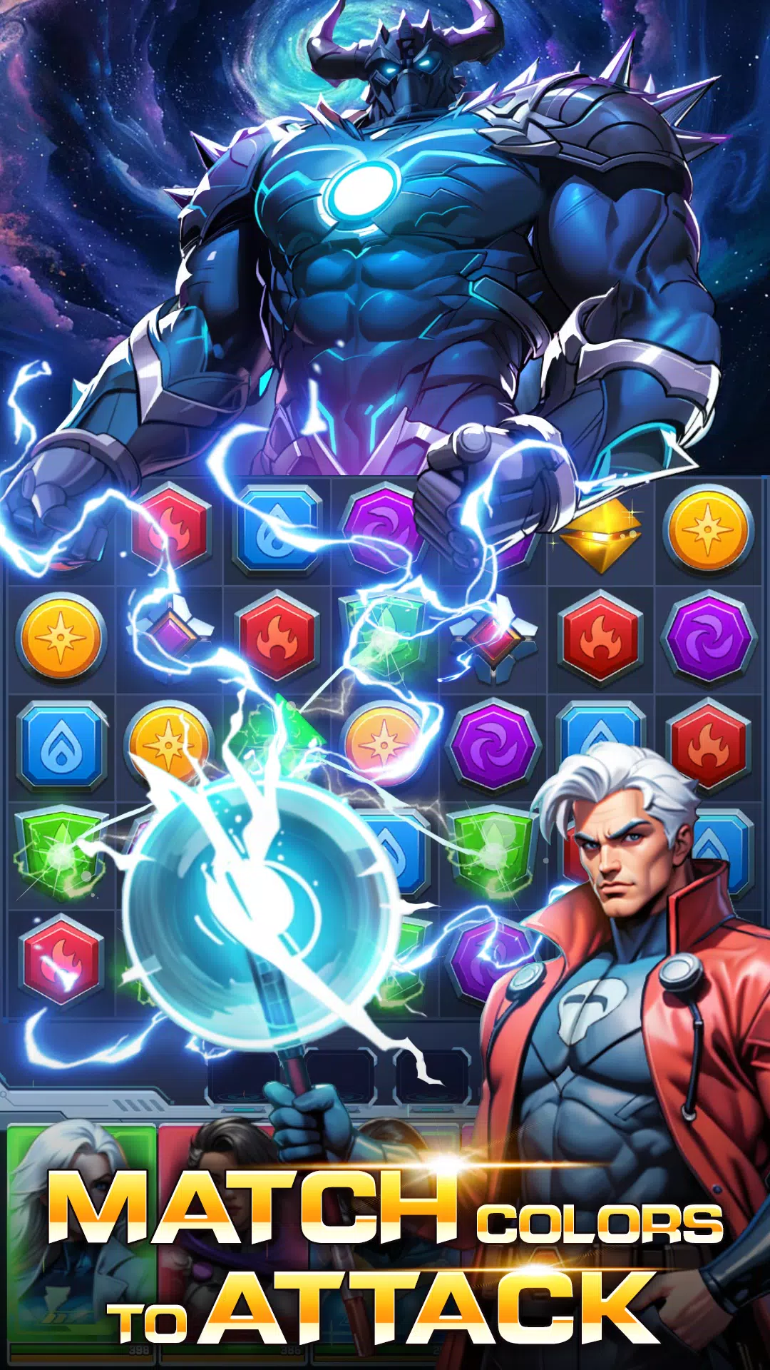 Superhero & Puzzles Match3 RPG Tangkapan skrin 1