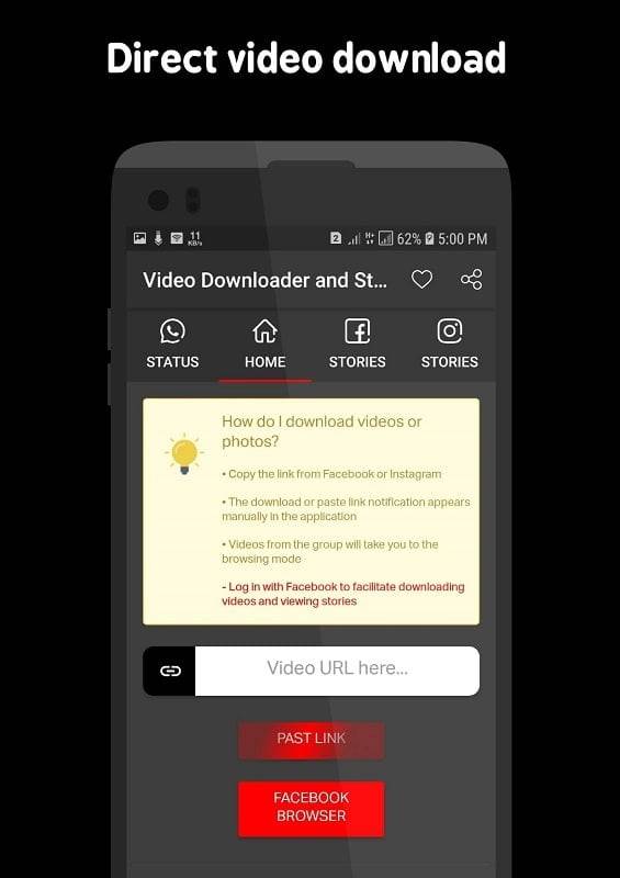 Video Downloader and Stories ဖန်သားပြင်ဓာတ်ပုံ 2