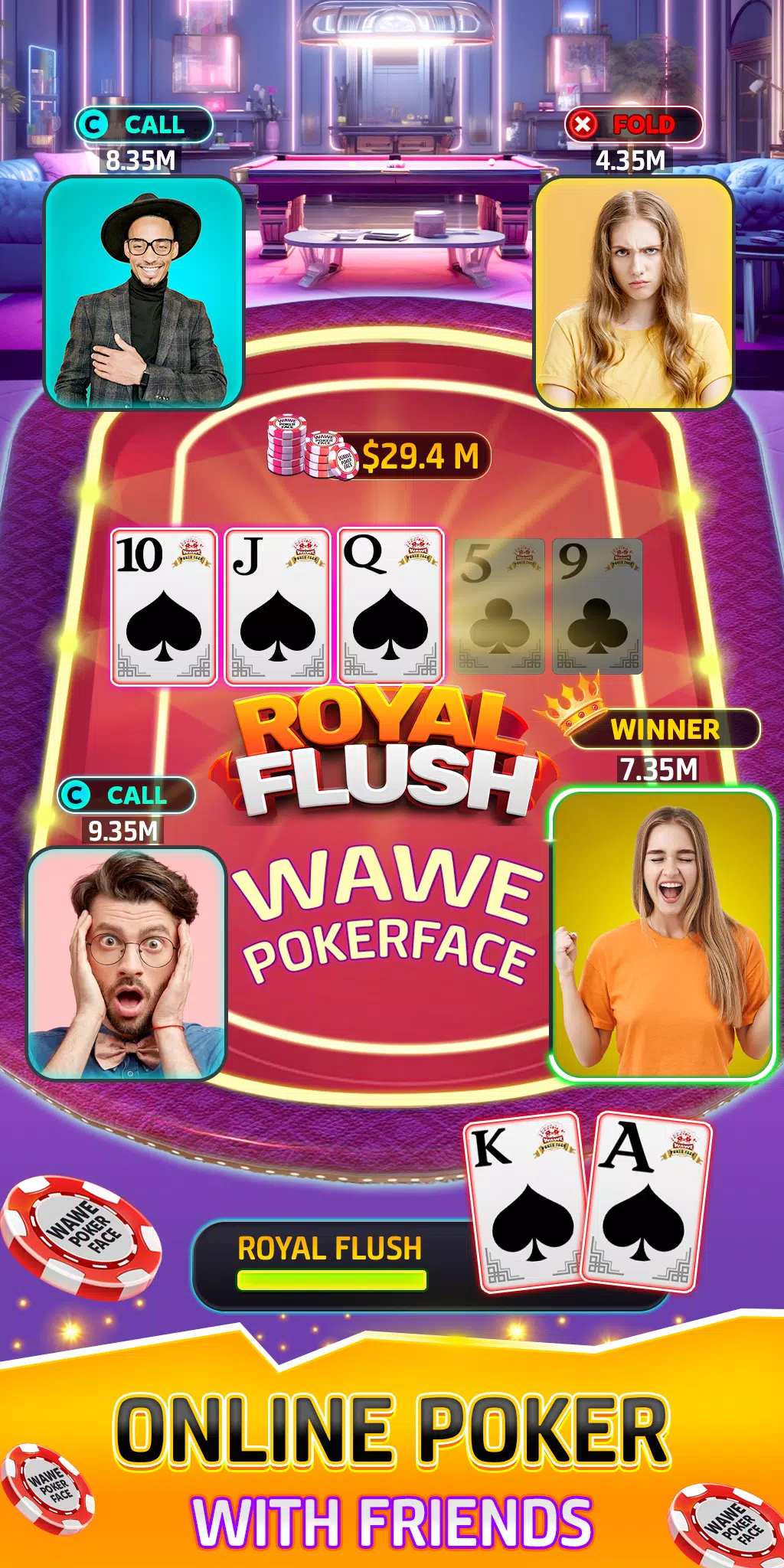 Wawe Poker Face - Holdem Poker Zrzut ekranu 1