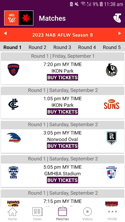 AFLW Official App Captura de tela 3