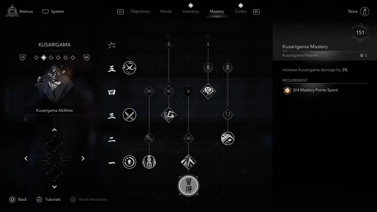 Naoe Skills Assassins Creed Shadows Kusarigama