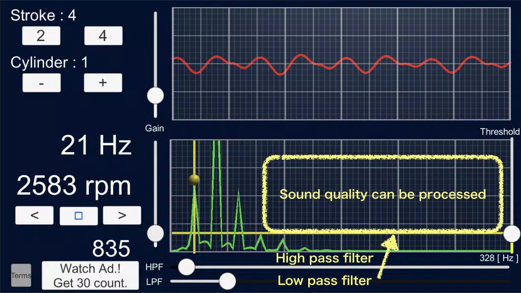 Engine Sound Analyzer:RPM Calc Captura de tela 4