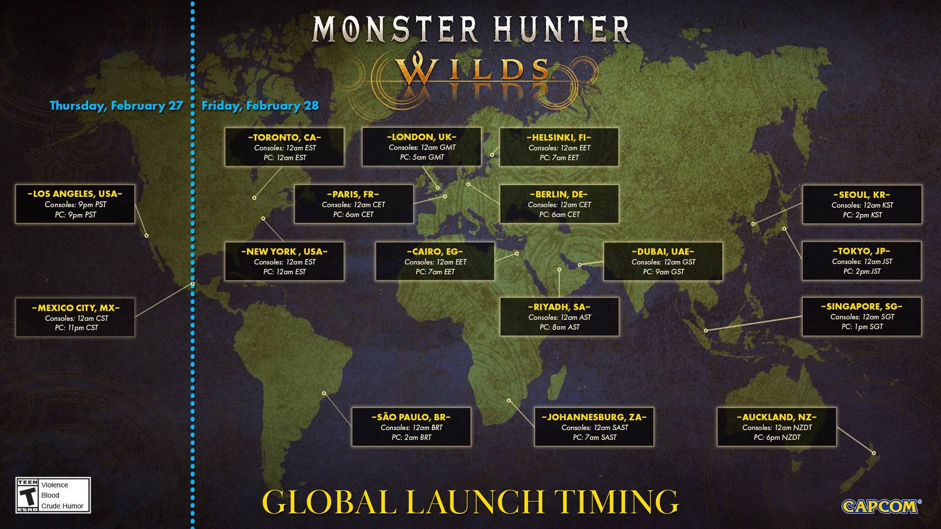 Monster Hunter Wilds: Global Release Schedule Revealed