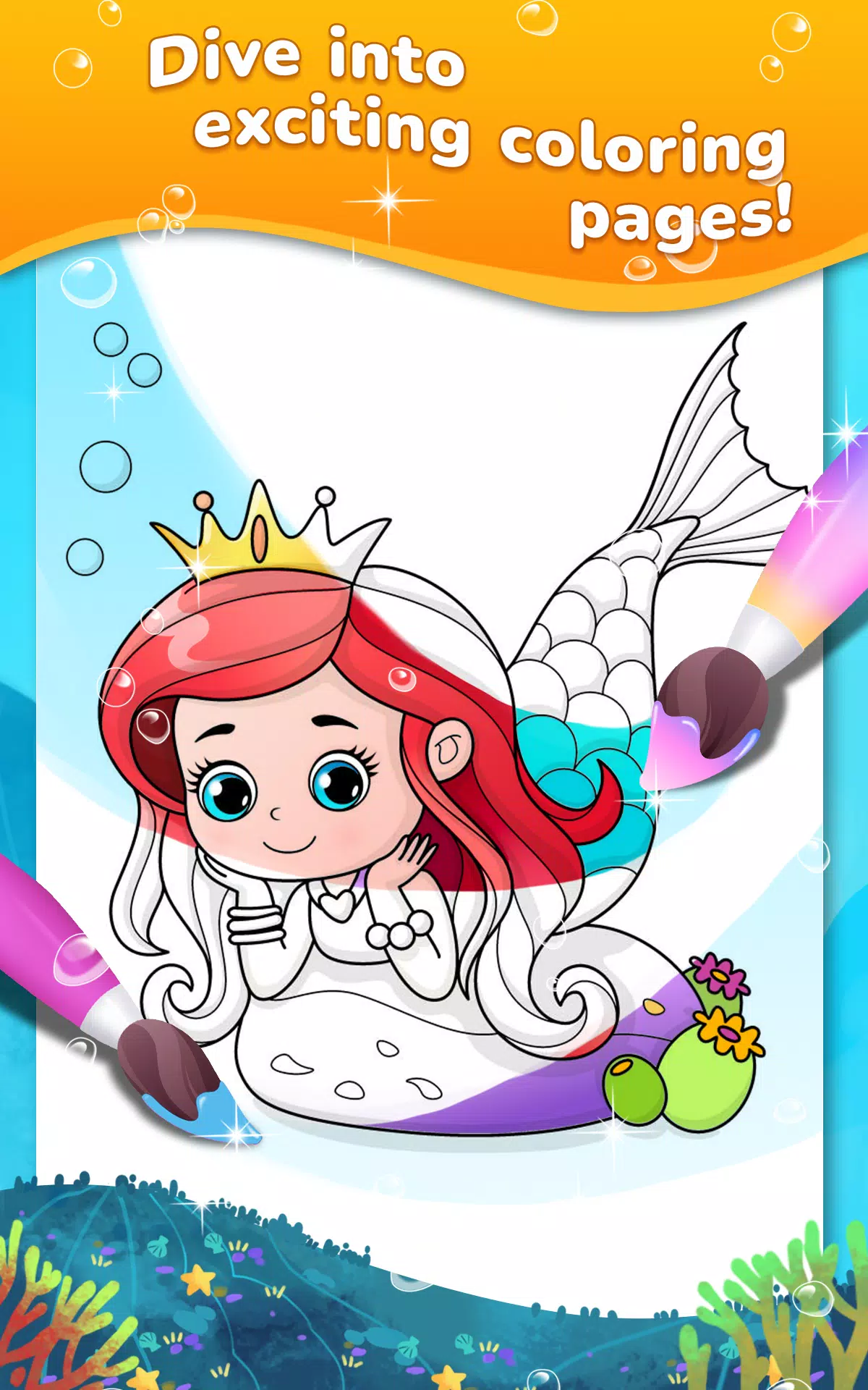 Mermaid coloring book gradient ภาพหน้าจอ 1