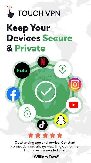 TouchVPN - VPN Proxy & Privacy 스크린샷 1