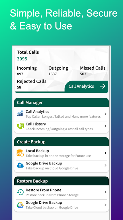 Cally - Call Backup & Recover Screenshot 1