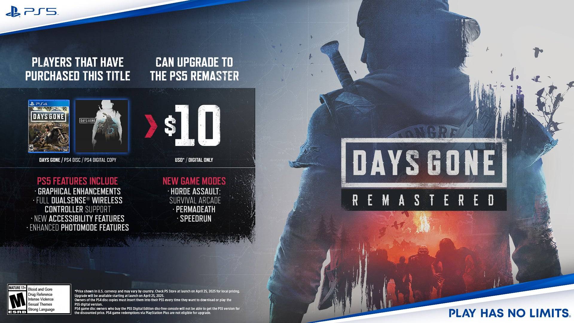 Days Gone Remastered Discounted Upgrade, Now on PS+