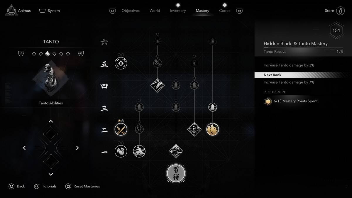 Naoe Skills Assassins Creed Shadows Tanto