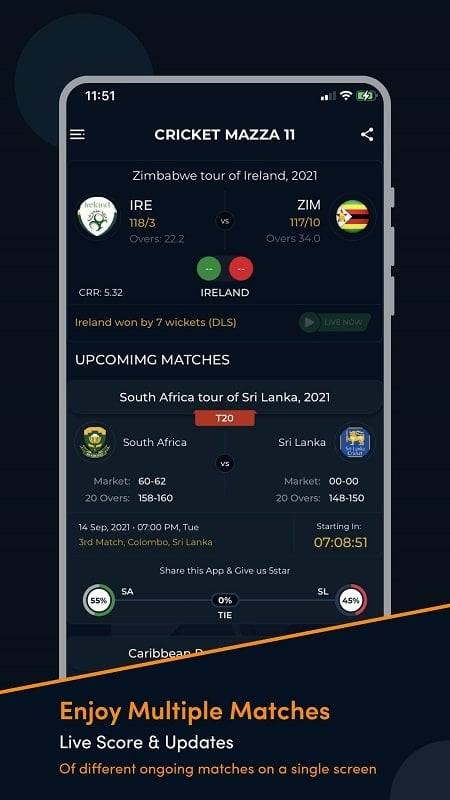 Cricket Mazza 11 Live Line应用截图第1张