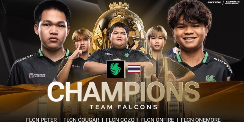 Les champions de la Coupe du monde Esports de Free Fire couronnés, l'équipe thaïlandaise des Falcons remportant la médaille d'or