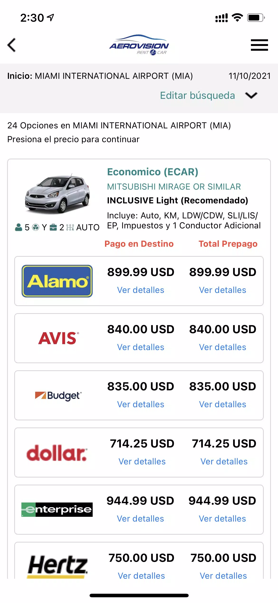 Aerovision SAS - Rent a Car Captura de pantalla 4