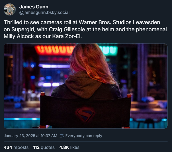 Supergirl: Woman of Tomorrow ottiene il primo sguardo per gentile concessione di James Gunn