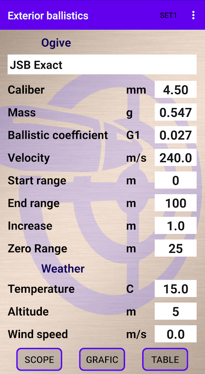 External ballistics calculator Capture d’écran 1