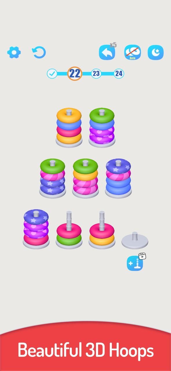 3D Color Sort Hoop Stack Captura de pantalla 3