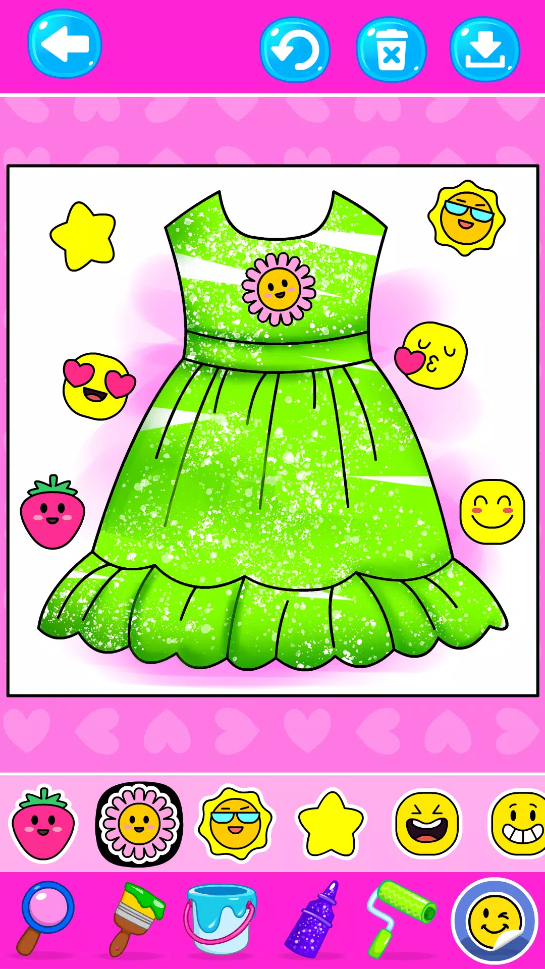 Girls Glitter Dress Coloring Captura de tela 4