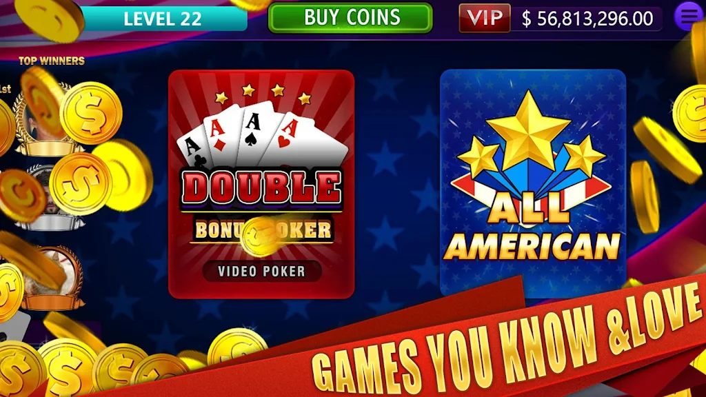 All American & Double Bonus - VIDEO POKER スクリーンショット 1