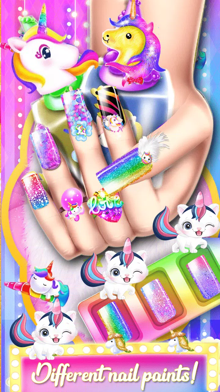 Unicorn Acrylic Nails Makeover Captura de tela 1