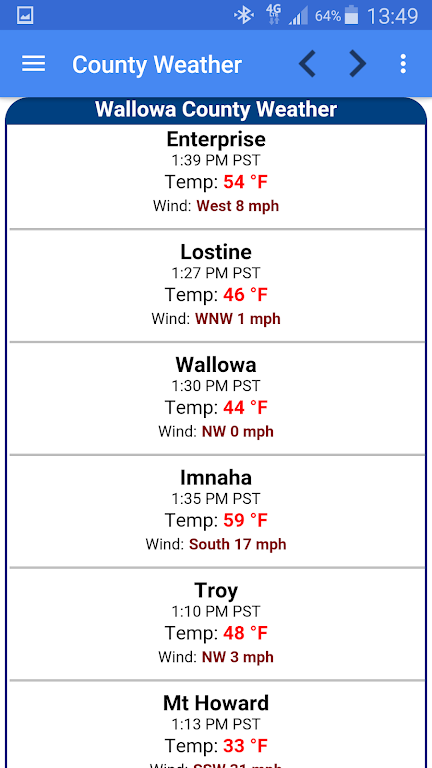 Joseph Oregon Weather Tangkapan skrin 4