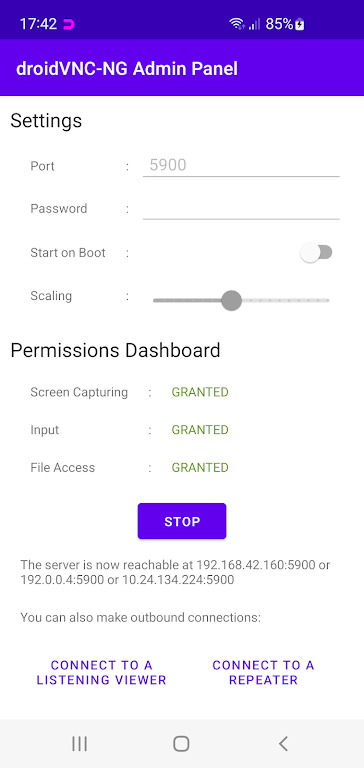 droidVNC-NG VNC Server Capture d’écran 1