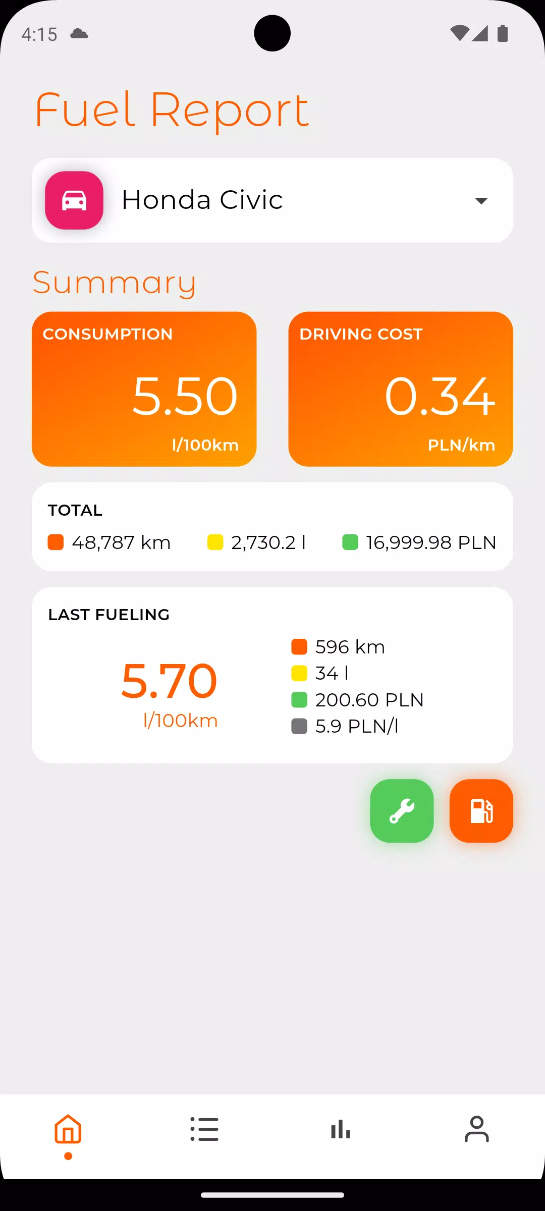 Fuel Log Captura de pantalla 1