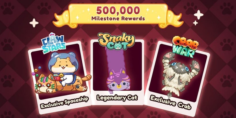 รูปภาพที่แสดงดาวกรงเล็บ Spaceship พิเศษแมวในตำนานและ Crab Wars Crab พิเศษ 500,000 Milestone Rewards