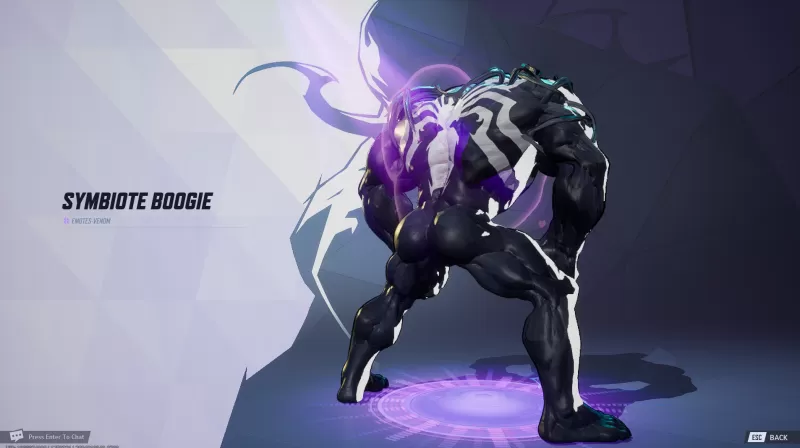 Symbiote boogie venom twerk emote seperti yang dilihat dalam pesaing Marvel. Imej yang ditangkap oleh IGN.
