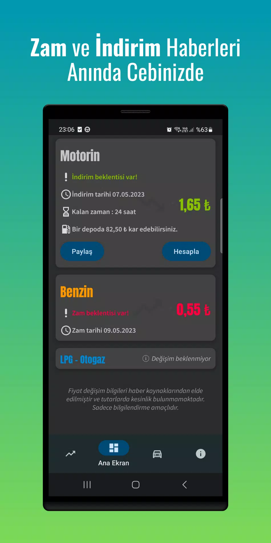 Yakıt Fiyat Alarmı Zrzut ekranu 1