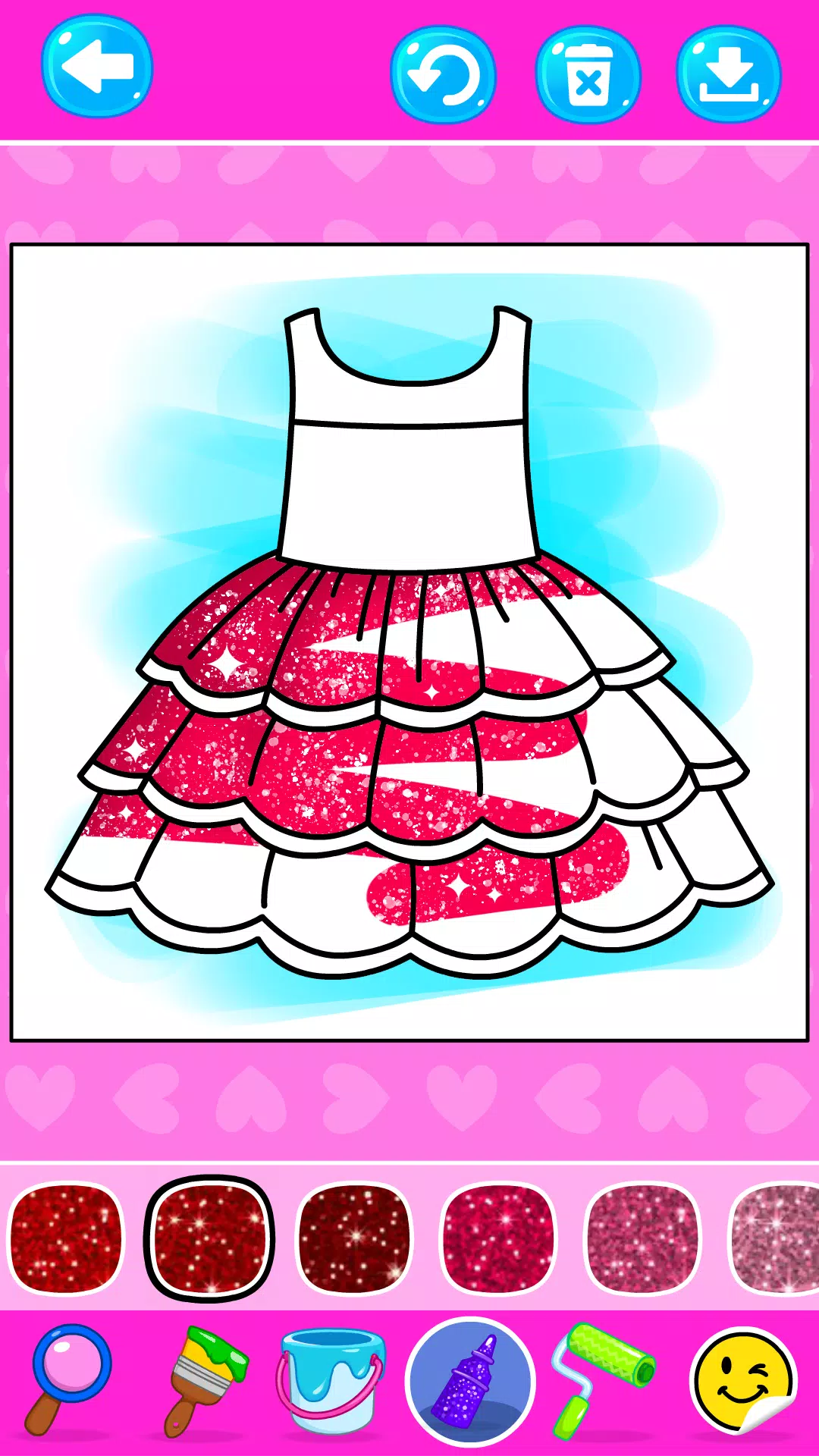 Girls Glitter Dress Coloring Captura de tela 2