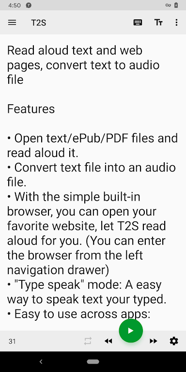 T2S: Text to Voice/Read Aloud Screenshot 1