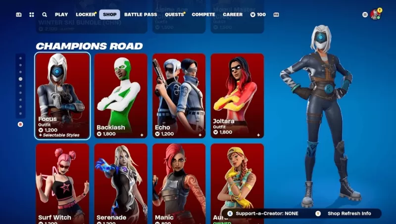 Fortnite Mobile: Zugriff auf den Artikelladen, Kauf von Skins, mit V-Bucks